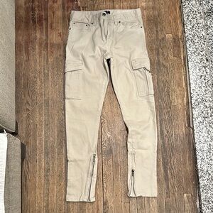 Forever 21 Tan Cargo Pants with Straight Leg and Zippers
